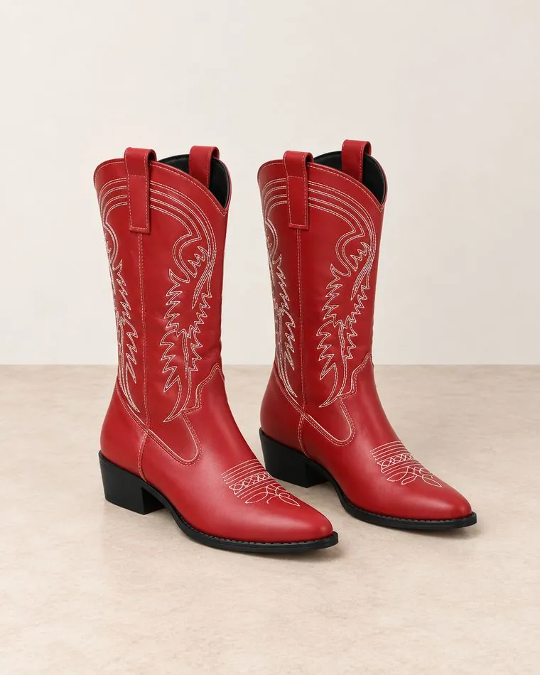 Bottes western rouges, sur mannequin
