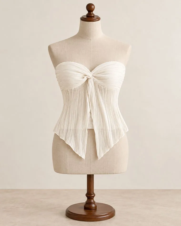 Bustier drapé noué, sur mannequin