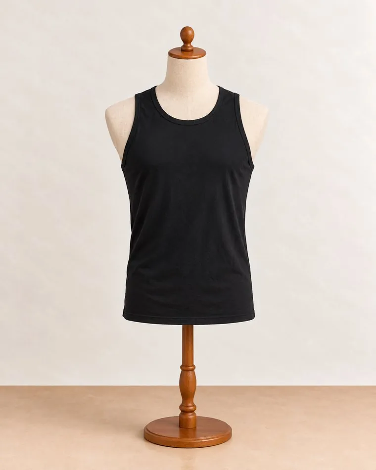 Débardeur noir, sur mannequin