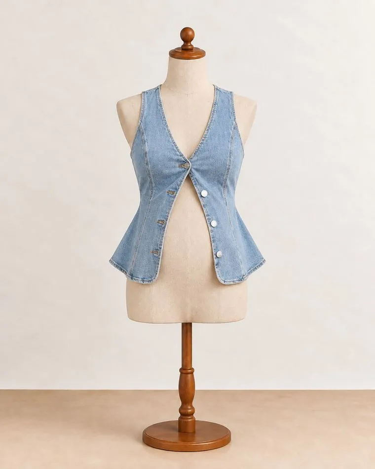 Gilet en jean, sur mannequin