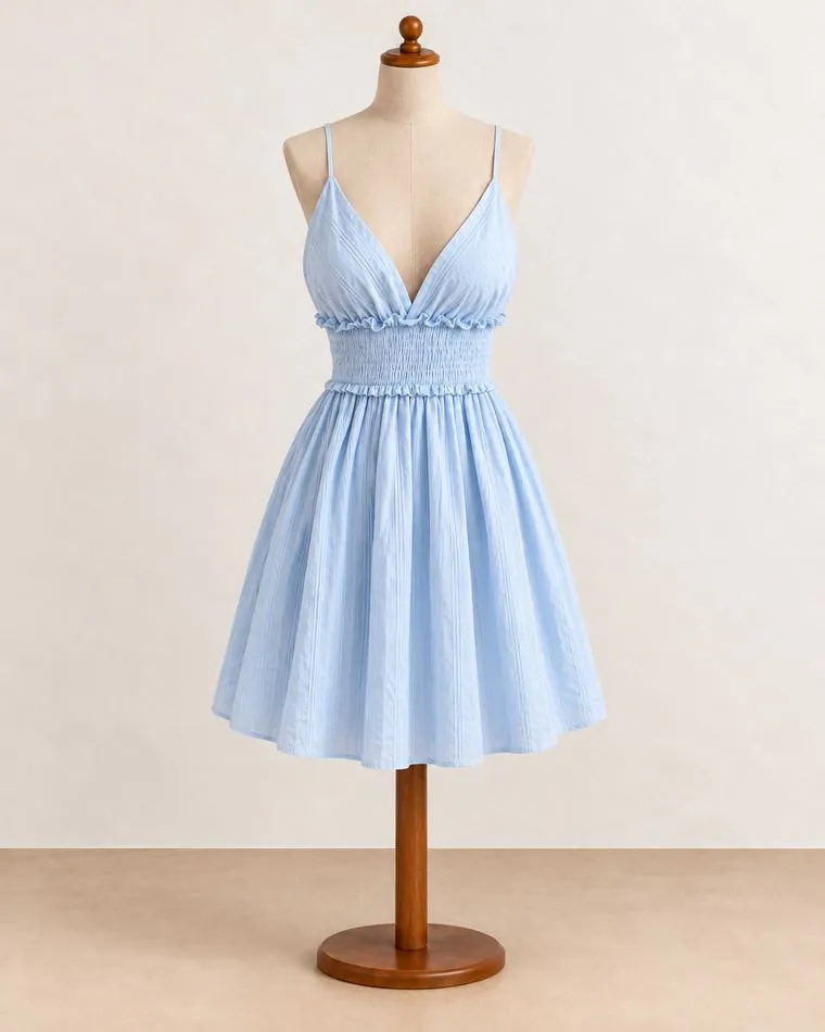 Robe bleu ciel, sur mannequin