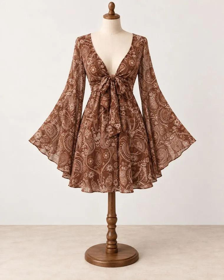 Robe bohème à fleurs, sur mannequin