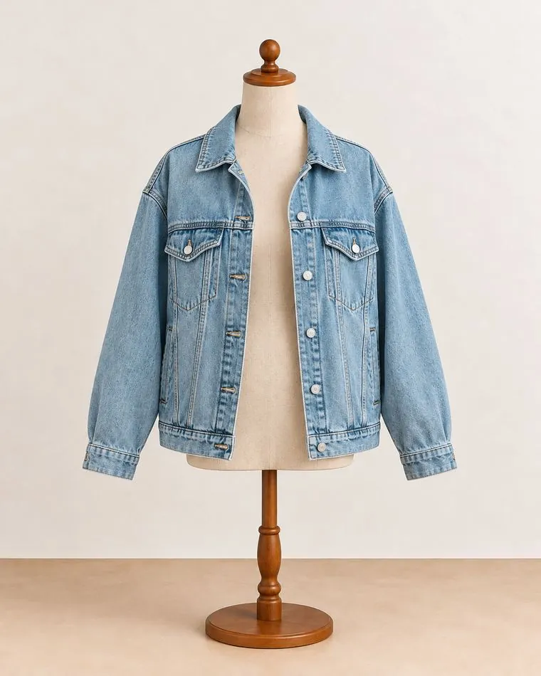 Veste en jean oversize, sur mannequin
