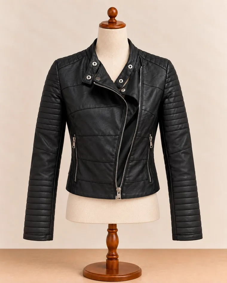 Veste perfecto en cuir noir, sur mannequin